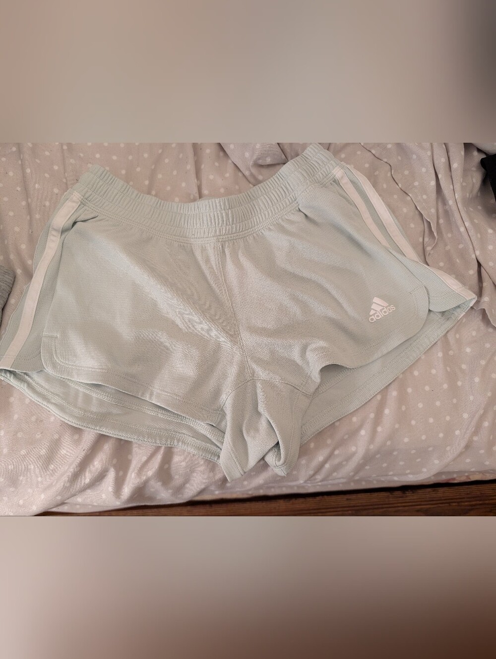 adidas Women’s Light Mint Athletic Shorts with White Stripes